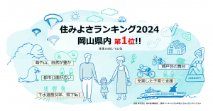 住みよさランキング2024　岡山県内第1位のイラスト