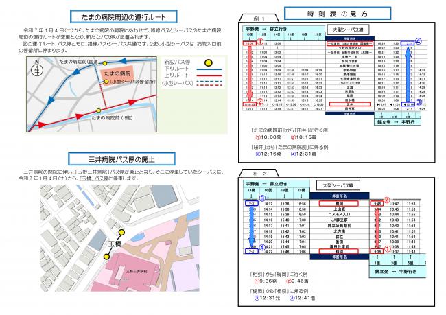 たまの病院周辺バス停変更など