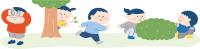 公園遊びのイラスト(かくれんぼ)