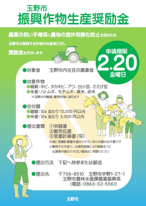 玉野市振興作物生産奨励金チラシ