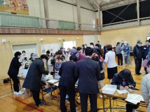 避難所入所受付実証実験の様子